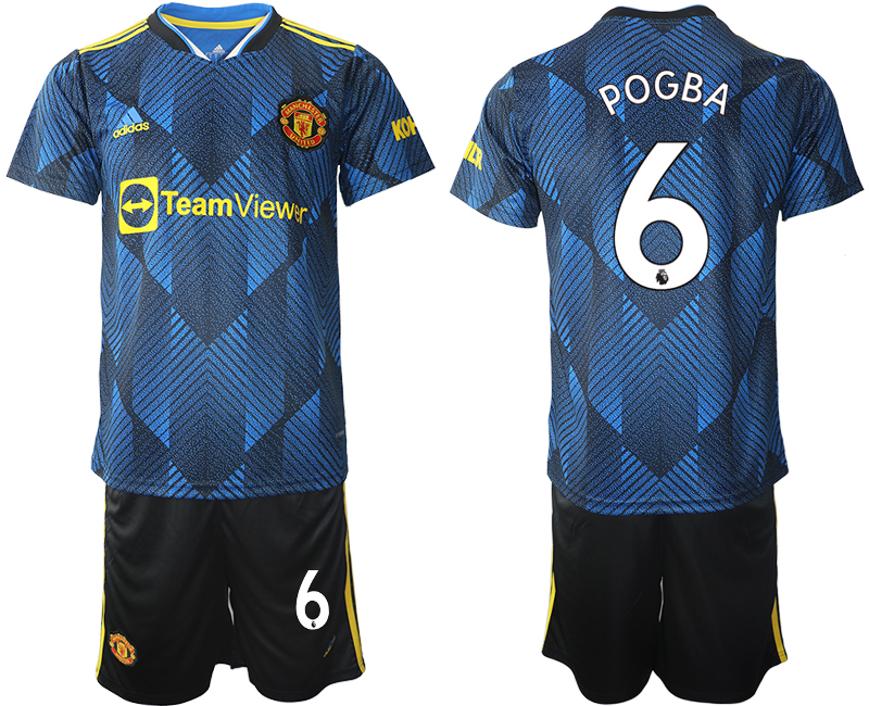 Men 2021-2022 Club Manchester United Second away blue #6 Soccer Jersey->manchester united jersey->Soccer Club Jersey